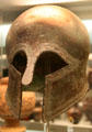 Corinthian type bronze helmet from Dodna at British Museum. London, United Kingdom.