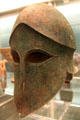 Corinthian type bronze helmet from Corinth at British Museum. London, United Kingdom.