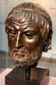 Bronze portrait head perhaps Sophocles prob. from Asia Minor at British Museum. London, United Kingdom.