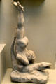 Roman marble sculpture of African acrobat diving onto a crocodile a popular entertainment at British Museum. London, United Kingdom.