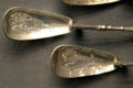 Early Byzantine silver spoons with running bear & hare made in Constantinople at British Museum. London, United Kingdom.