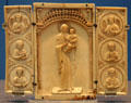 Byzantine ivory triptych Virgin & Child surrounded by angels & saints at British Museum. London, United Kingdom.