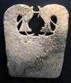Viking whalebone plaque from grave from Norway perhaps used to smooth clothing at British Museum. London, United Kingdom.