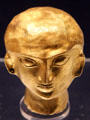 Gold Achaemenid culture head found in Oxus River Treasure, Tajikistan at British Museum. London, United Kingdom.