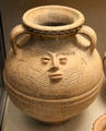 Roman era face-urn which contained cremated bones found Colchester, Essex at British Museum. London, United Kingdom.