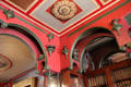 Library ceiling arches with shelves for antique ceramic collection at Sir John Soane's Museum. London, United Kingdom.