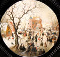 Winter scene with Skaters near a Castle painting by Hendrick Avercamp at National Gallery. London, United Kingdom.