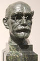 Poet Rudyard Kipling bronze bust by Ginette Bingguely-Lejeune at National Portrait Gallery. London, United Kingdom.
