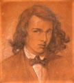 Dante Gabriel Rossetti self portrait Pre-Raphaelite painter at National Portrait Gallery. London, United Kingdom.