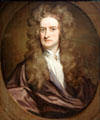 Physicist Sir Isaac Newton portrait by Sir Godfrey Kneller at National Portrait Gallery. London, United Kingdom.