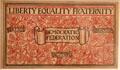 Liberty, Equality, Fraternity membership card replica by William Morris for Democratic Federation at Tate Britain. London, United Kingdom.
