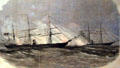 Etching of battle CSS Alabama & USS Kearsarge off Cherbourg, France on June 19,1864 at Mobile Museum. Mobile, AL.