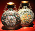 Qing Dynasty cloisonné enamel pilgrim flasks from China at Mobile Museum of Art. Mobile, AL.