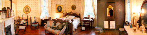 Bedroom panorama at Historic Oakleigh Museum House. Mobile, AL.