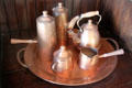 Arts & Crafts copper coffee set in Corbett House at Tucson Museum of Art. Tucson, AZ.