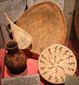 Paiute native baskets for winnowing, seed beating, water bottle & bowls at Arizona State Museum. Tucson, AZ.