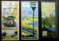 Promotional brochure covers by Great Northern, Southern Pacific & Western Pacific lines at California State Railroad Museum. Sacramento, CA.