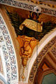 Bull symbol of evangelist Luke painted on squinch of Sacramento Cathedral. Sacramento, CA.