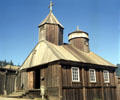 Fort Ross Russian Orthodox Church reconstruction of 1825 original with hexagonal tower. CA