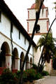 Arcade & tower of Mission Santa Barbara. Santa Barbara, CA.