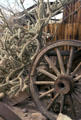 Wagon wheel & cactus at Calico. CA