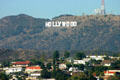 Hollywood sign above Hollywood homes. Hollywood, CA.