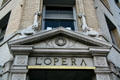Over door pediment of First National Bank Building [aka L'Opera]. Long Beach, CA.