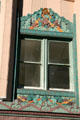 Colorful Art Deco terra cotta tiles of Rowan Building. Long Beach, CA.
