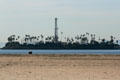 Artificial oil-pumping island off Long Beach. Long Beach, CA.