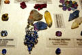 Sapphire collection in mineral vault of LA County Natural History Museum. Los Angeles, CA.