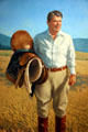 Portrait of Ronald Reagan with saddle by T. Nielsen at Reagan Museum. Simi Valley, CA.
