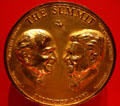 Medal commemorating December 8, 1987 Glasnost meeting between Reagan & Gorbachov in Reykjavik, Iceland by Leslie B. DeMille at Reagan Museum. Simi Valley, CA.