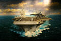 Painting of aircraft carrier USS Ronald Reagan at Reagan Museum. Simi Valley, CA.