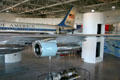 Air Force One beside elevator which lets public tour the plane at Reagan Museum. Simi Valley, CA.
