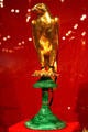 Gold plated falcon on malachite pedestal given to President Reagan by Crown Prince of Saudi Arabia at Reagan Museum. Simi Valley, CA.