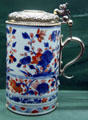 Chinese porcelain tankard with Danish top at Fowler Museum. Los Angeles, CA.