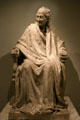 Sculpture of Voltaire seated by Jean-Antoine Houdon in Los Angeles County Museum of Art. Los Angeles, CA.