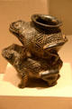 Colima Mexico: early-American pottery vessel of two joined frogs at LACMA. Los Angeles, CA.