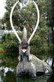 Sculpted mastodon shows how ancient animals were trapped in La Brea Tar Pits. Los Angeles, CA.