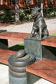 Statue of former USC mascot dog George Tirebiter. Los Angeles, CA.