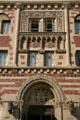 Central carved facade of Gwynn Wilson Student Union at USC. Los Angeles, CA.
