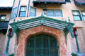 Iron & glass porch overhang of Doheny Mansion. Los Angeles, CA.