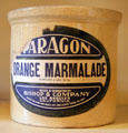 Stoneware orange marmalade crock from Los Angeles at Marston House Museum. San Diego, CA.