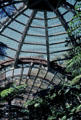 Botanical building interior details of redwood lathwork in Balboa Park. San Diego, CA.