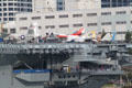Vintage jet aircraft collection on deck of Midway aircraft carrier. San Diego, CA.