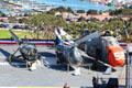 Carrier Helicopters: HOS3, HUP Retriever & H-34 Seabat Helicopters aboard Midway carrier museum. San Diego, CA.