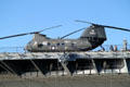 Boeing CH-46 Sea Knight twin-rotor helicopter at Midway aircraft carrier museum. San Diego, CA.