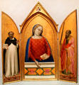 Virgin Mary with Sts Thomas Aquinas & Paul tempera painting by Bernardo Daddi at J. Paul Getty Museum Center. Malibu, CA.