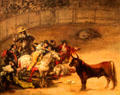 Bullfight, Suerte de Varas painting by Francisco de Goya at J. Paul Getty Museum Center. Malibu, CA.
