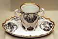 Porcelain cup & saucer by Claudius Innocentius du Paquier of Vienna, Austria at J. Paul Getty Museum Center. Malibu, CA